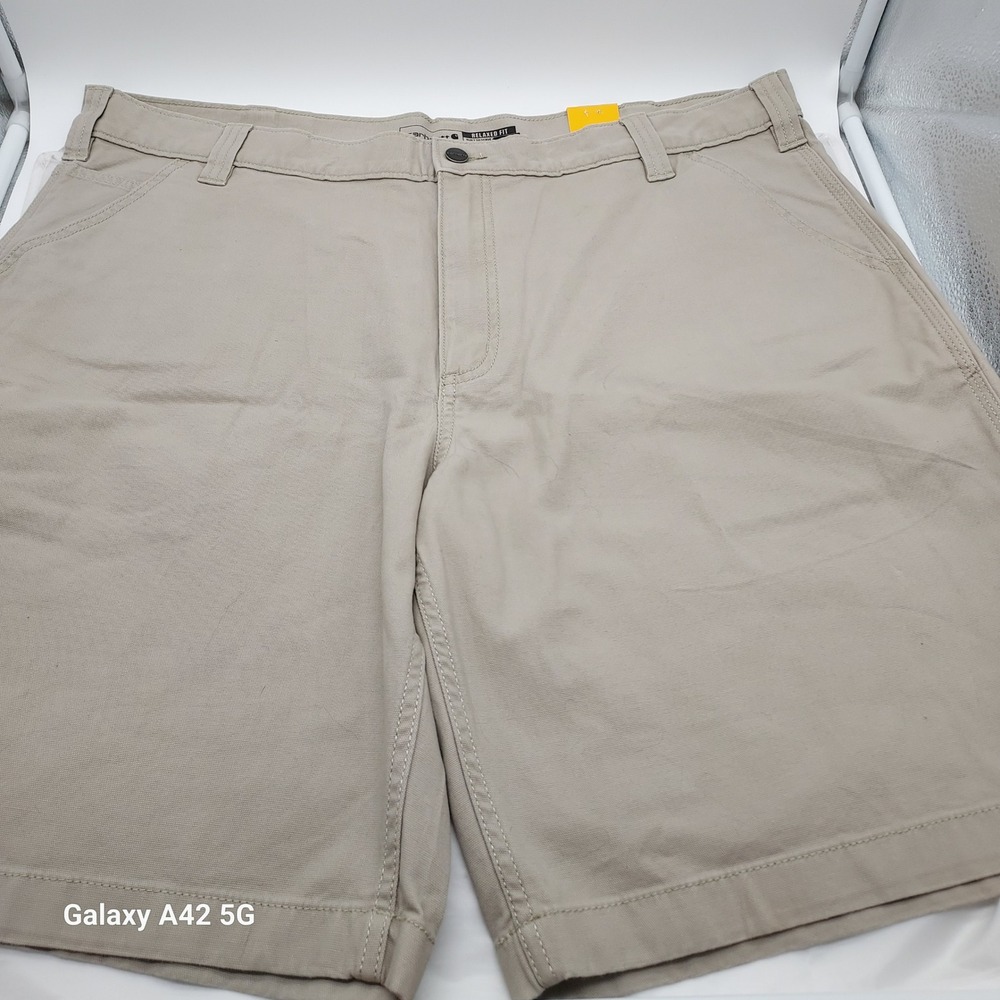 Carhartt Mens 42 Rugged Flex Relaxed Fit Canvas Work Shorts Tan BS2514-M